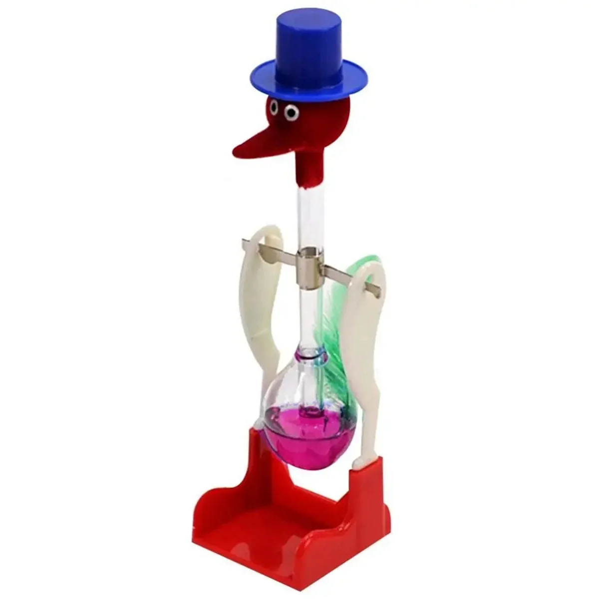 Transparent Drinking Bird with Fluid Perpetual Motion Balance Drink Water Bird Non-Stop Kids Educational Toys,E