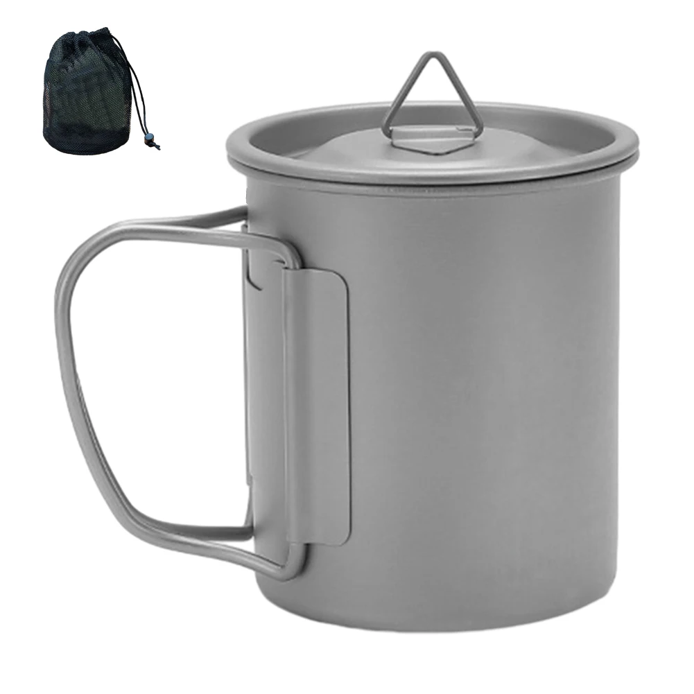 /300ml /450ml /Ti Cup With Lid For Ultralight Portable Camping Coffee Mug Beer Tea Boiling Water Container For Outdoor Hiking Pi