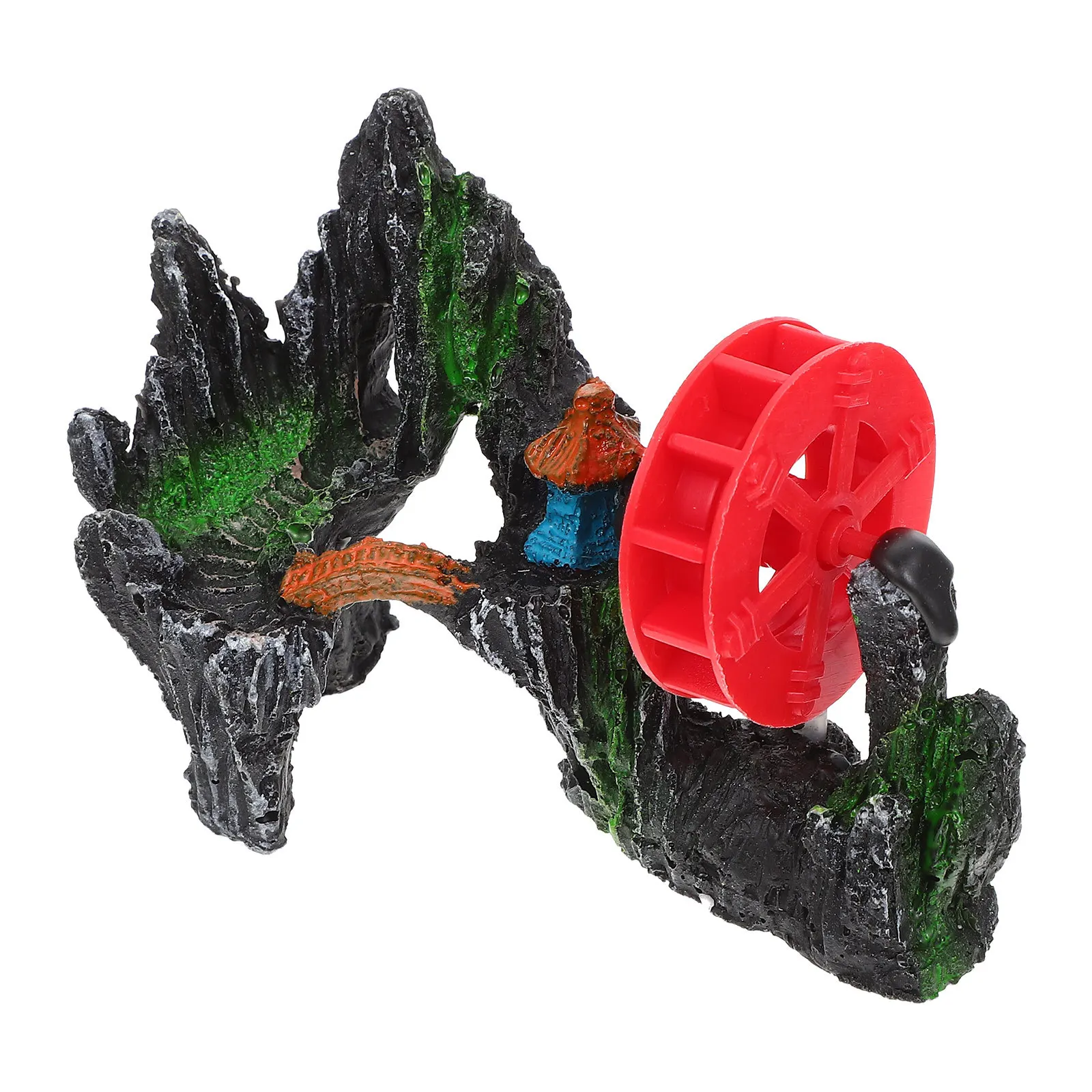 

Aquarium Mountain Landscape Rotational Waterwheel Adornment Safe Material Long Lasting Fish Tank Ornament Landscape Rockery