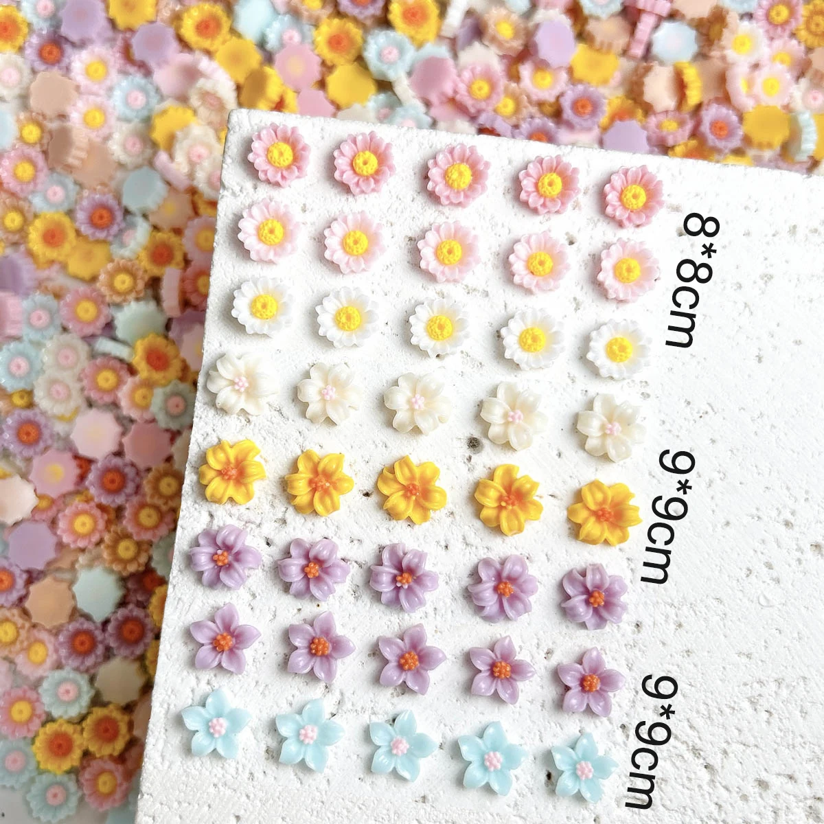

60PCS Simulated Color Five-petal Flower Resin Nail Charms 3D Sweet Glossy Lily Blossoms Mixed Nail Art Decoration DIY Manicure