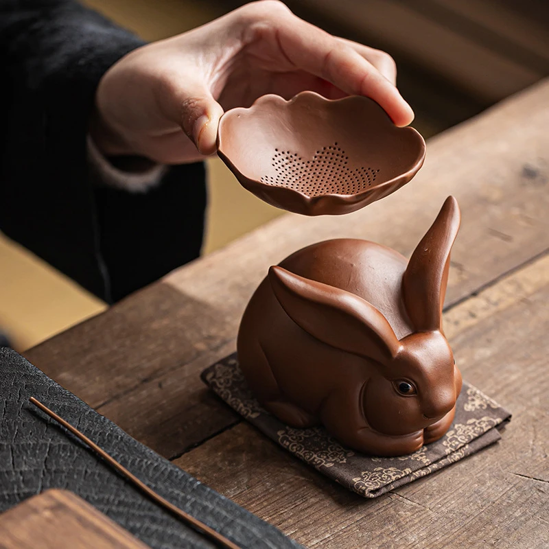 Rabbit Figurine Ornaments Creative Kung Fu Tea Set Accessories Chinese Tea Set Purple Sand Filter Tea Pet Tea Filter Tea Filter