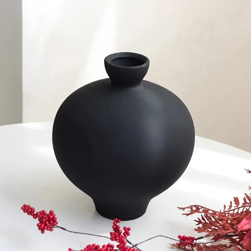 Creative Big Belly Ceramic Vase Minimalist Plant Pots Table Decoration Flowers Arrangement Floral Vases Room Aesthetic Decor