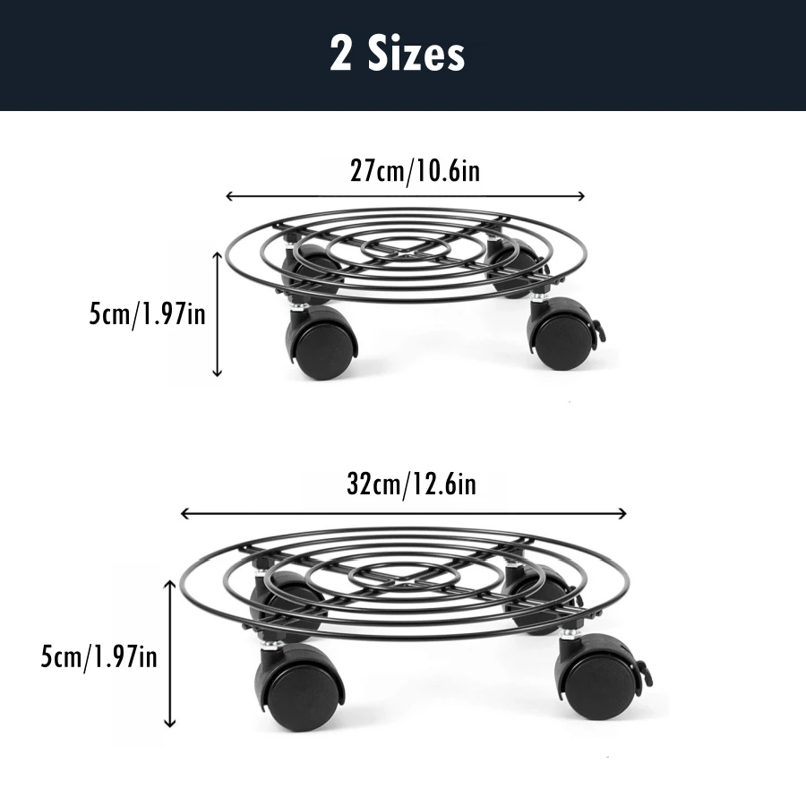 2 opakowania Metalowy pojemnik na rośliny z zamykanymi kółkami Maksymalne obciążenie 45 kg Okrągłe doniczki Sadzarka Dolly Podstawa Zestaw stojaków