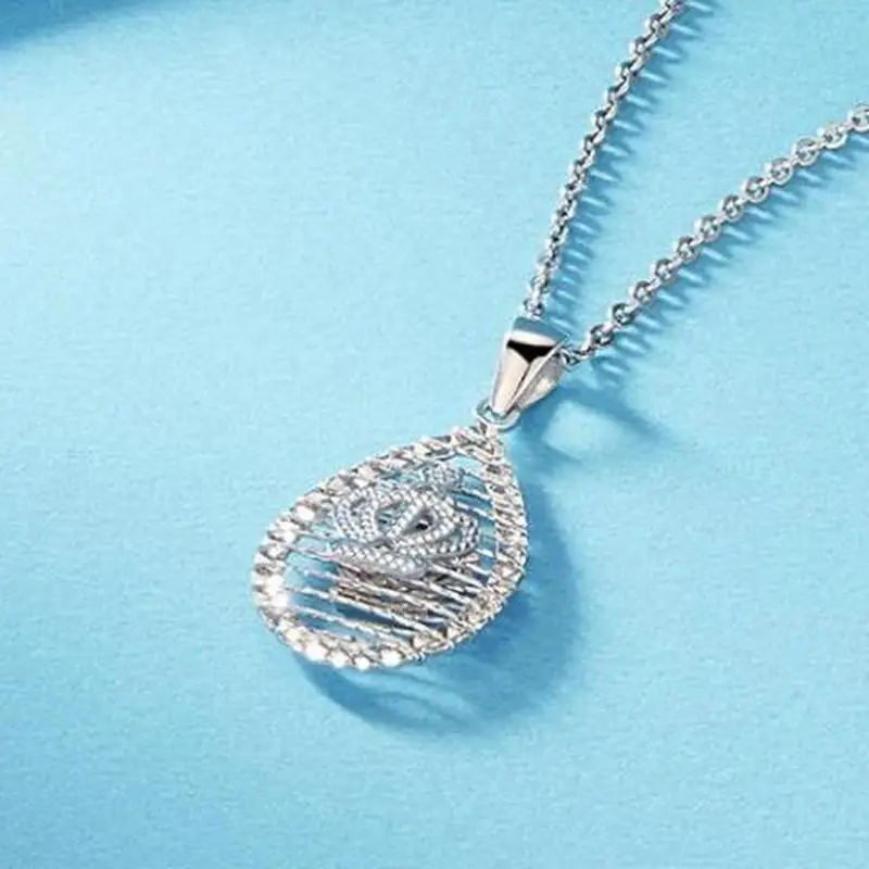 Real Pure Platinum 950 Men Women Gift Lucky Hollow Water Drop Crown Pendant 2.5-2.7g