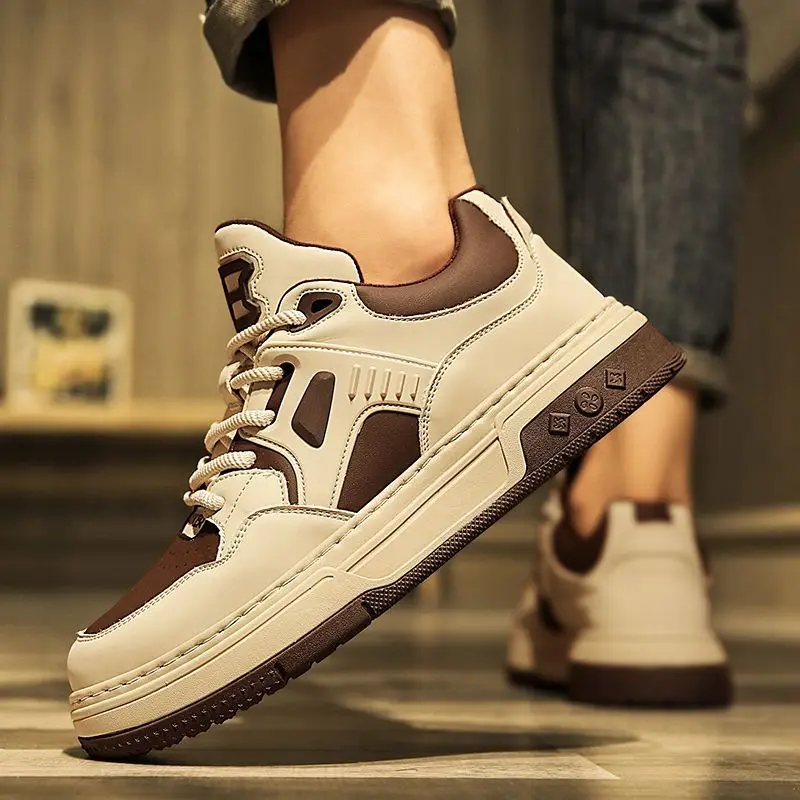 Men's Casual Niche Black White Skate Shoes Summer Versatile Thick Sole Height Increasing Fashion Sneakers