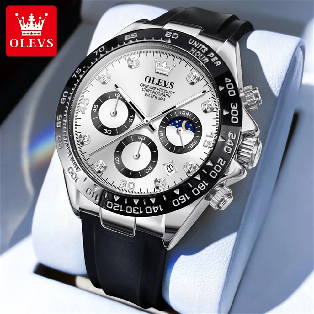 OLEVS Brand Watch Tape Multifunctional Timing Quartz Watch Night Light Men's Watch 2875