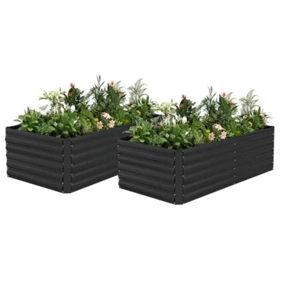 x2ft Outdoor Metal Raised Garden Bed, Metal Planter Box, 2-Pack