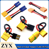 XT60 XT90 EC5 TRX T Plug Male to Female Adapter Connectors 12AWG Silicone Wire 10cm 15cm for RC Lipo Battery Charger Parts DIY
