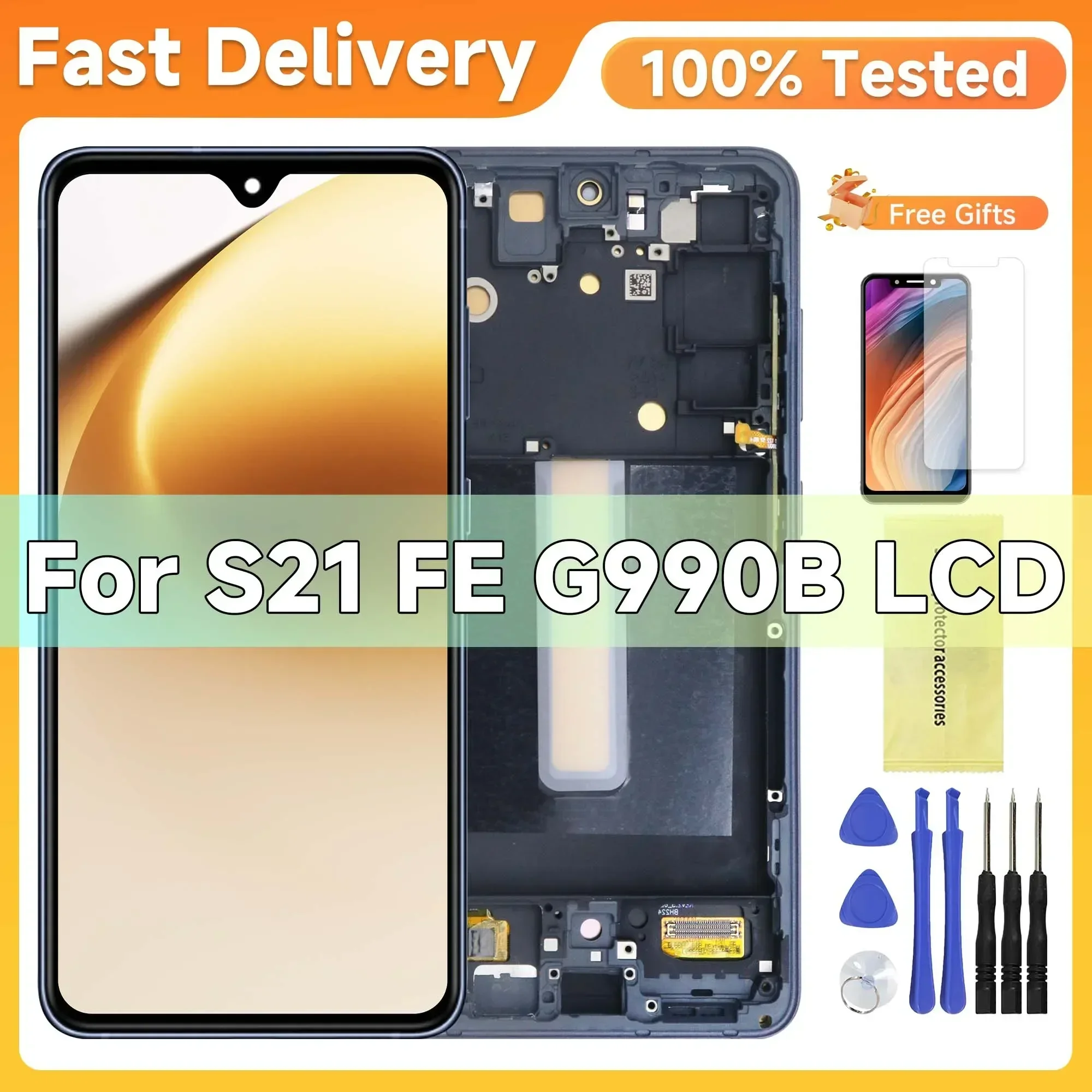 S21 FE 5G For Samsung 6.4\'\'For AMOLED TFF S21FE 5G G990B G990U G990W LCD Display Touch Screen Digitizer Assembly Replacement