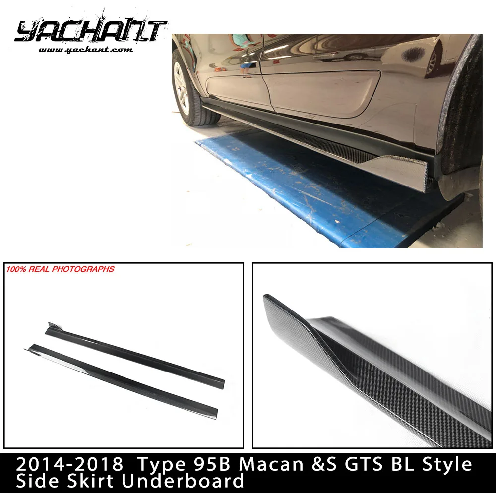 Car Accessories Carbon+ Fiber Glass CFRP Side Skirt Underboard BL Style Fit For  2014-2020 Type 95B Macan &S