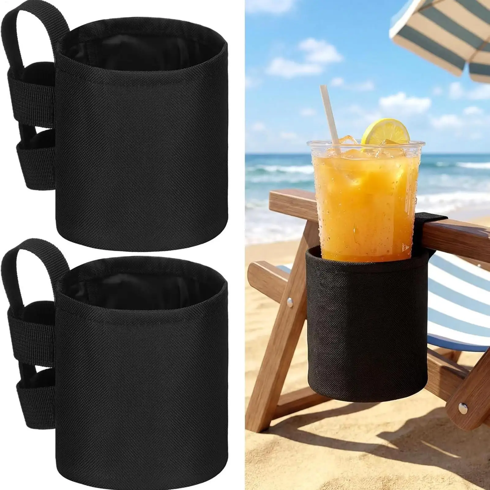 Lawn Chair Cup Holder Beach Chair Cup Holder 2 Pieces Portable Water Bottle Organizer Lawn Chair Cup Holder for Outdoor Pool