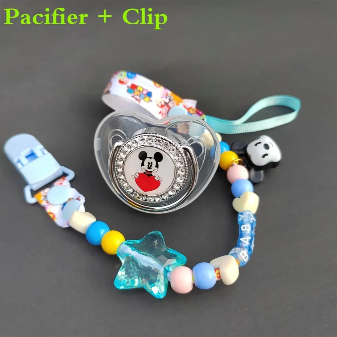 Baby boys name Alphabet Baby Pacifier clip cover Rhinestone Luxury pacifier Newborn silicone nipple Baby shower chupetas de bebe