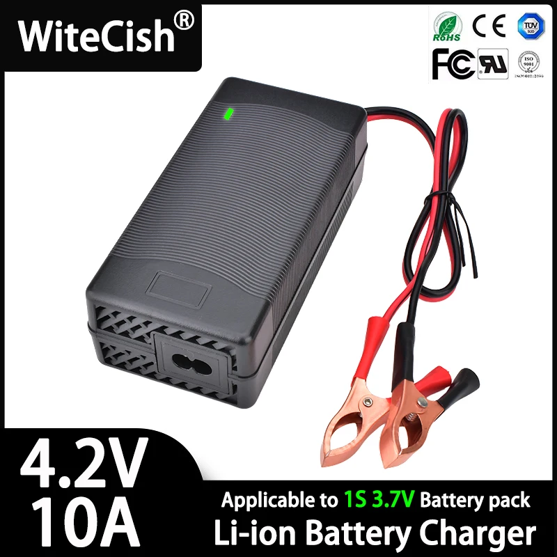 DC 4.2V 10A Li-ion Charger AC 100-240V DC Smart Charger 4.2 V Volt for 3.6V 3.7V 1S Li-ion Li-po 18650 Battery fast Charger