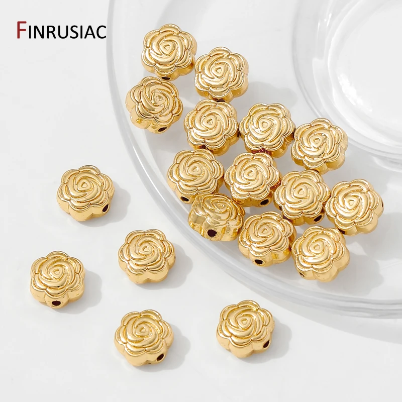 14K مطلية بالذهب النحاس زهرة خزر عازل ، فواصل مسطحة الخرز سوار ذاتي الصنع قلادة صنع الملحقات ، لوازم للمجوهرات