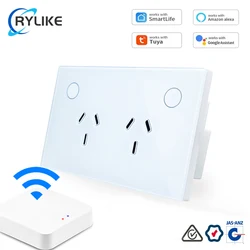 SAA Approval Australia Standard Smart Wall Socket Glass Panel Tuya Zigbee Touch Switch Socket Double GPO / Power Points