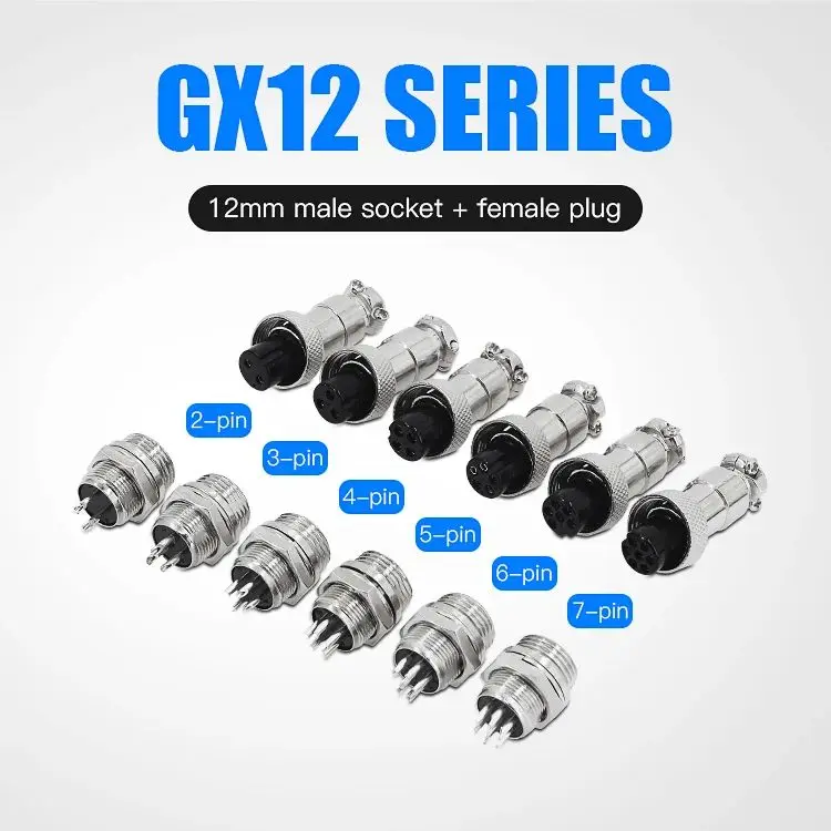 5pcs GX12 GX16 Electrical Cable Connectors 2/3/4/5pin Aviation Plug Socket Fixed Fixing Type Electric Wire Connector Female&male
