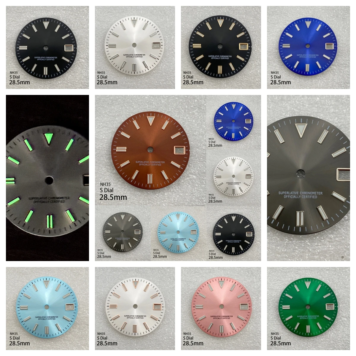 

28.5mm S Logo Sunray Dial Fit NH35/NH36 Japanese Movement Green Luminous High-Quality Watch Modification Accessories