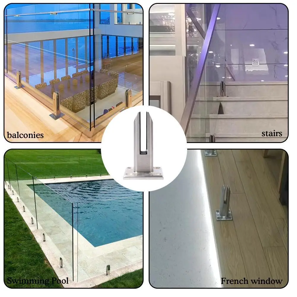 Stainless Steel Floor-to-ceiling Glass Retaining Pool Clips Glass Clip Thicknesses For Stairs Balconies Pools Glass