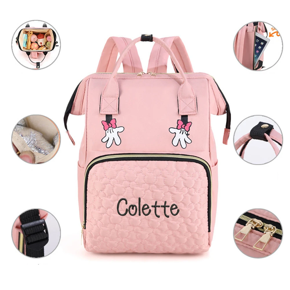 

Large Capacity Mommy Bag Personalized Name New Portable Outdoor Travel Multi Functional Mother and Baby Bag Custom Name Backpack