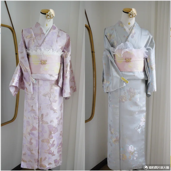 

Японское традиционное кимоно с маленьким рисунком, женское синее платье в стиле масляной живописи