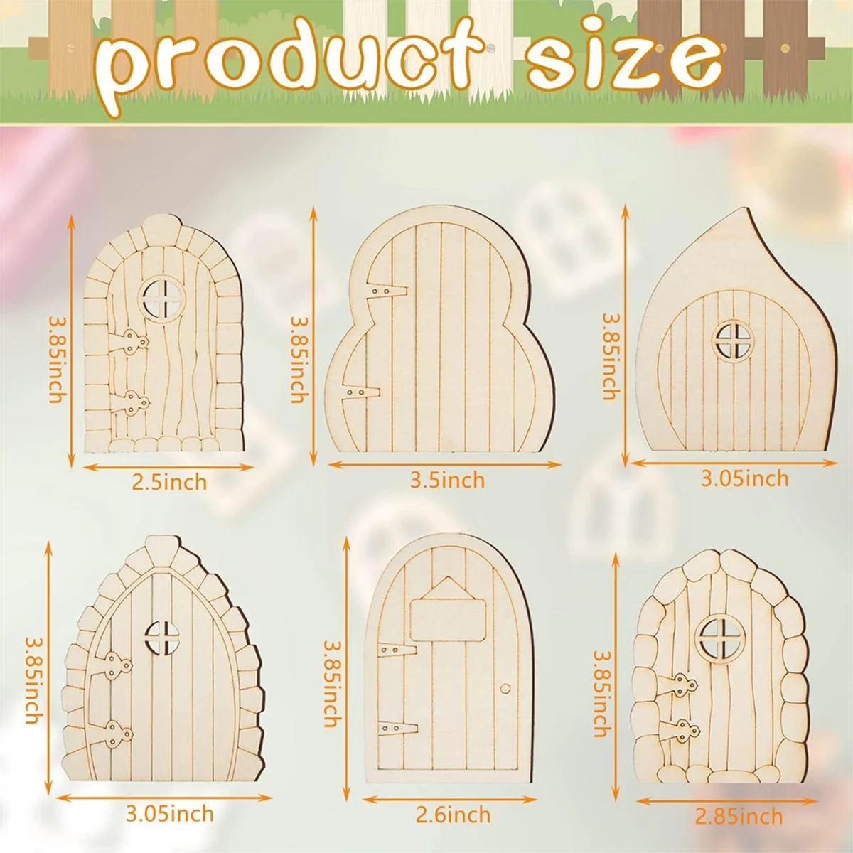 48 Pcs Fairy Door Wooden Garden Doors Craft Mini Window Fairy House Kit Unfinished Miniature Door Unpainted Fairy Window