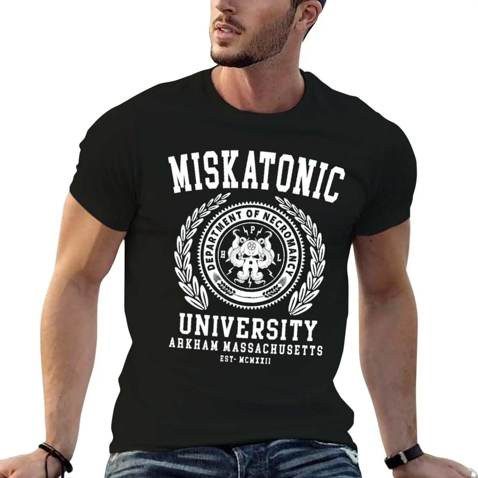 CTHULU AND LOVECRAFT - MISKATONIC UNIVERSITY T-Shirt affliction shirts Funny t-shirt t shirts for men