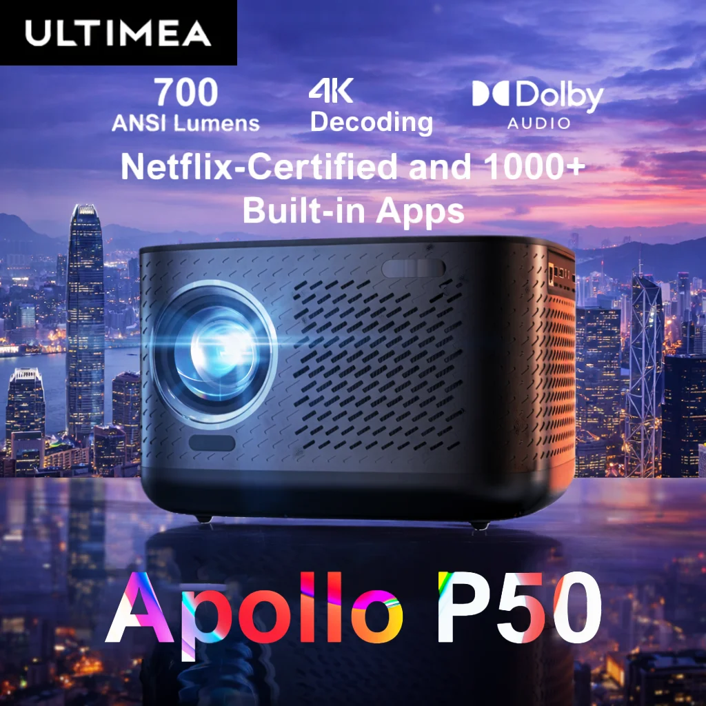 ULTIMEA Netflix-Projektor mit über 1000 Apps, 4K Heimkino mit 700 ANSI Lumen, tragbarer Projektor mit nativer Full HD 1080p Auflösung
