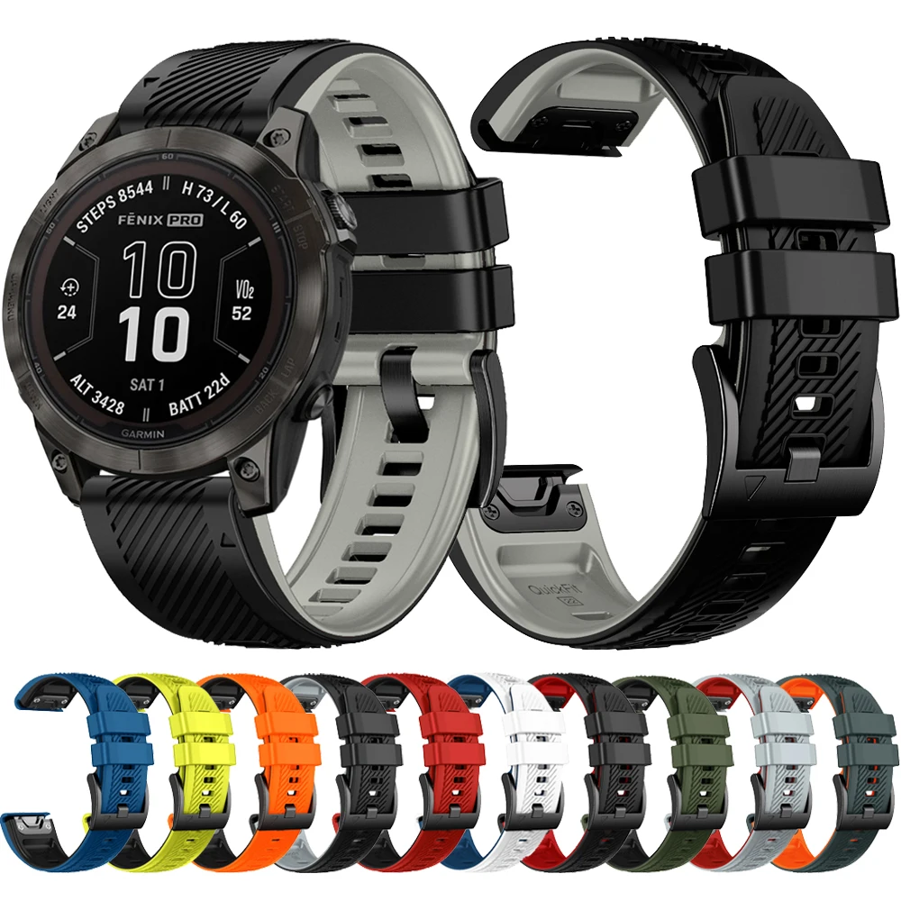 Silicone Strap for Garmin 22mm 26mm Watch, Quickfit Band, Compatible with Garmin Fenix 8, E 7, 7X Pro 6, 6X Pro, 5, 5X Plus Epix