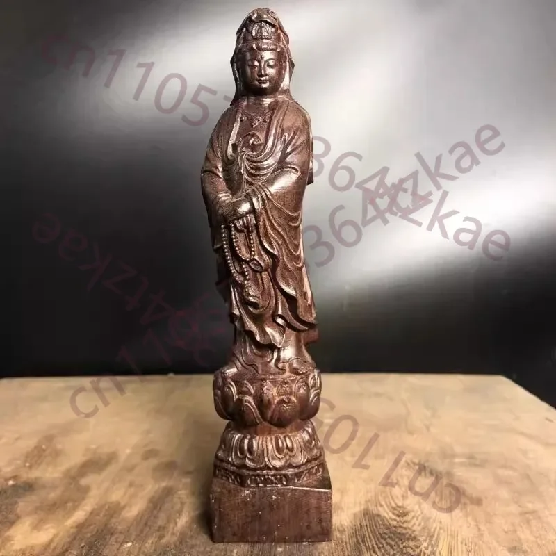 Prayer Beads Guanyin for Compassion & Peace - Wooden Buddha Statue Brings Blessings to Home, Tranquil Zen Decor & Spiritual Cent