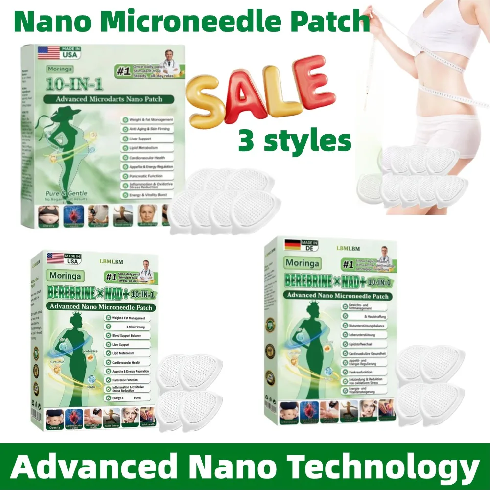 Ultra-Thin Nano Microneedle - fat managemen Patch 10-in-1 Moringa Berberine NAD+ Long Lasting Firming Skin Women Men Health Care
