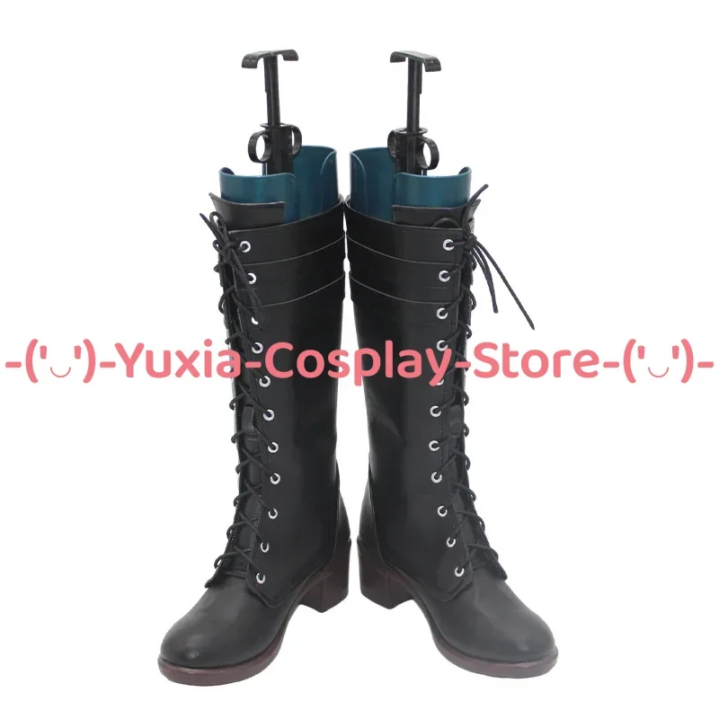 유샤이아코스프레! Genshin Impact Lynette 코스프레 신발 애니메이션 게임 캐릭터 소품 PU 가죽 부츠 할로윈 카니발 파티 의상