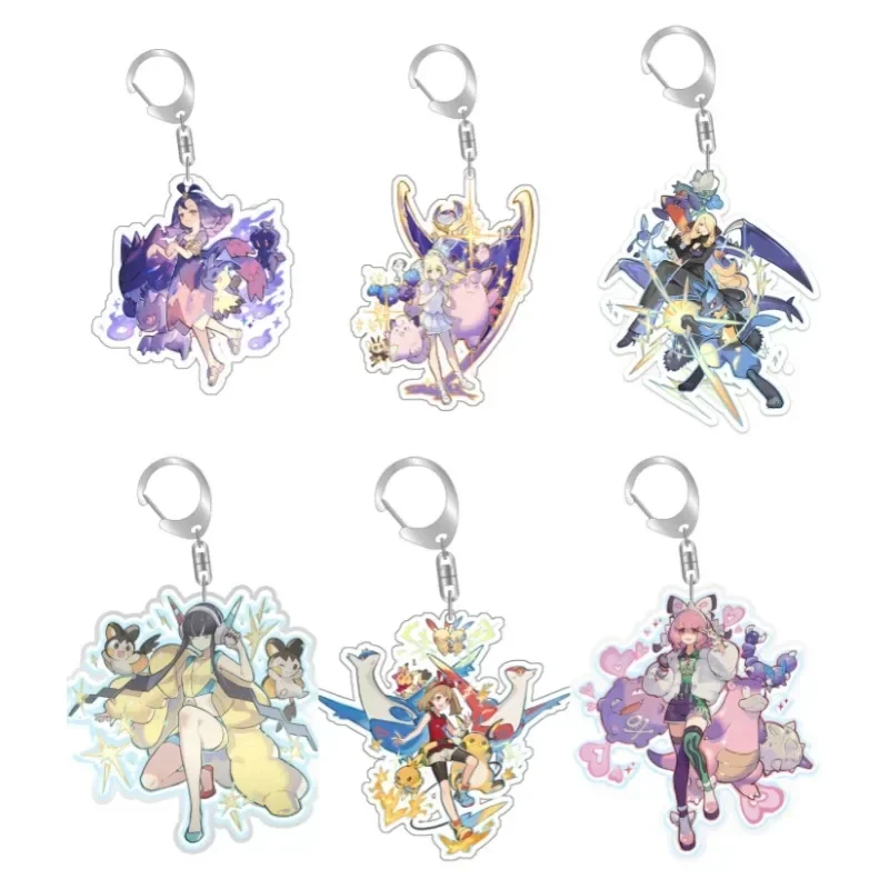 Pokemon Trainer Hilda Lillie Acerola Nessa Self Made Acrylic Keychain Pendant Anime Classics Game Collection Cards Toy Gift