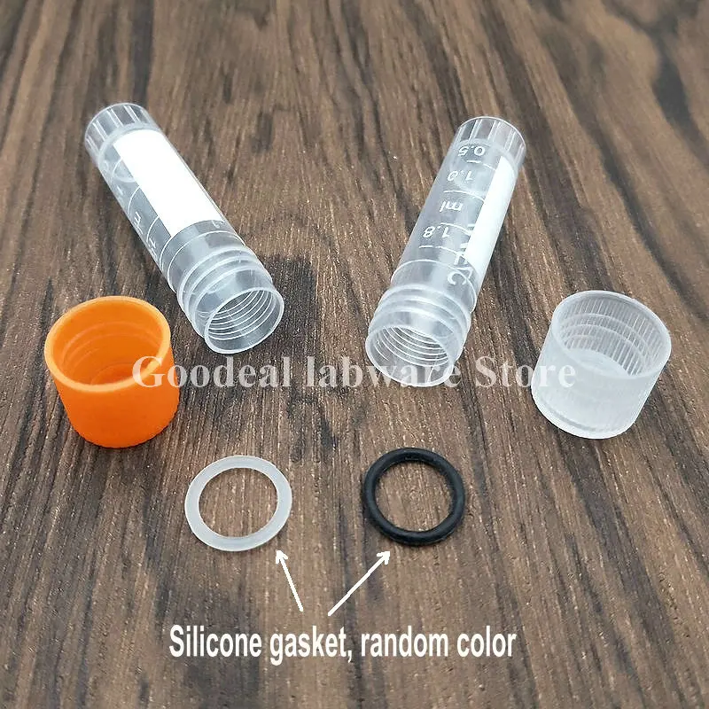 50pcs 1.8ml  Plastic Screw Mouth Freeze Pipe with Leakproof Washer,Transparent Graduated Cryovial,Reagent Storage Tube