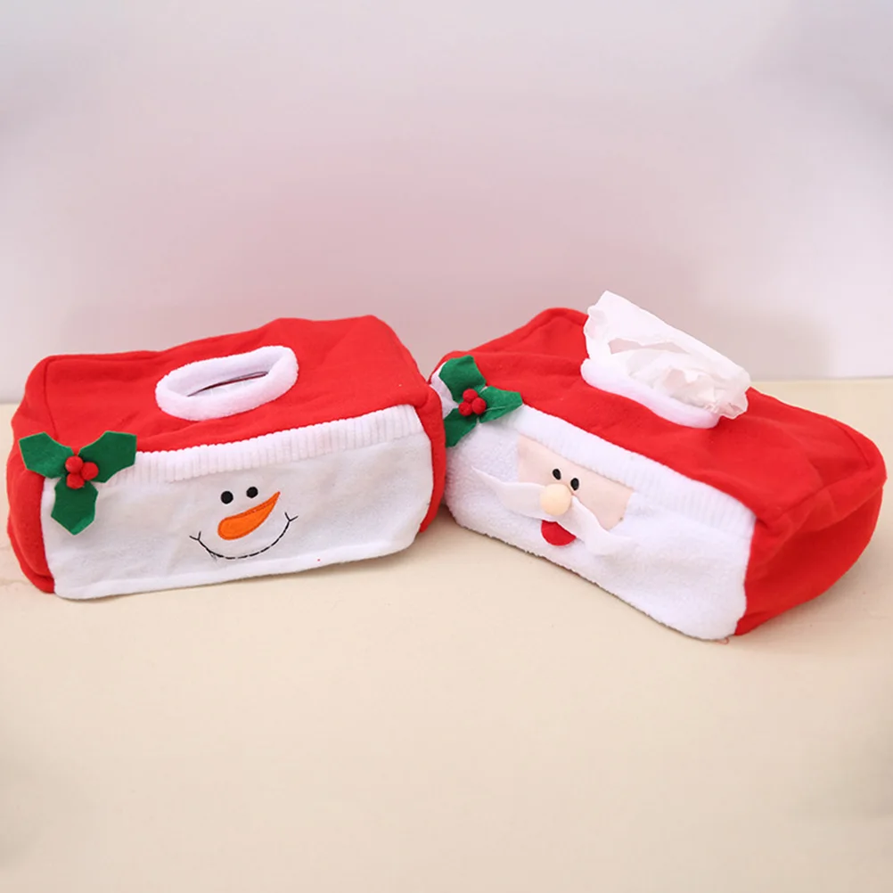 

2Pcs Snowman Christmas Tissue Box Cover Cloth Paper Cover Holder Xmas Decoration for Car Home Office Bedroom Cafe
