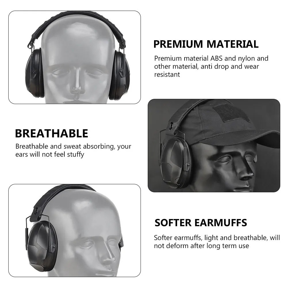 

Shooter Noise Reduction Headset Soft Breathable Ear Muffs Durable ABS Nylon Anti-Drop Long Service Life Effective Hearing