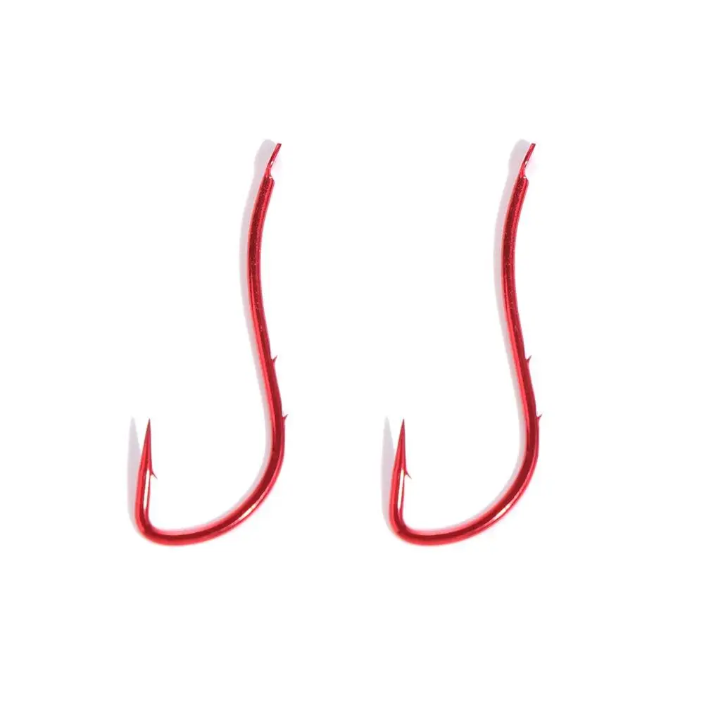 20pcs Double Shank Red Fishing Hooks High Carbon Steel Narrow Bait Holder Hook Falt Barbed Live Bait Hook Carp Fishing