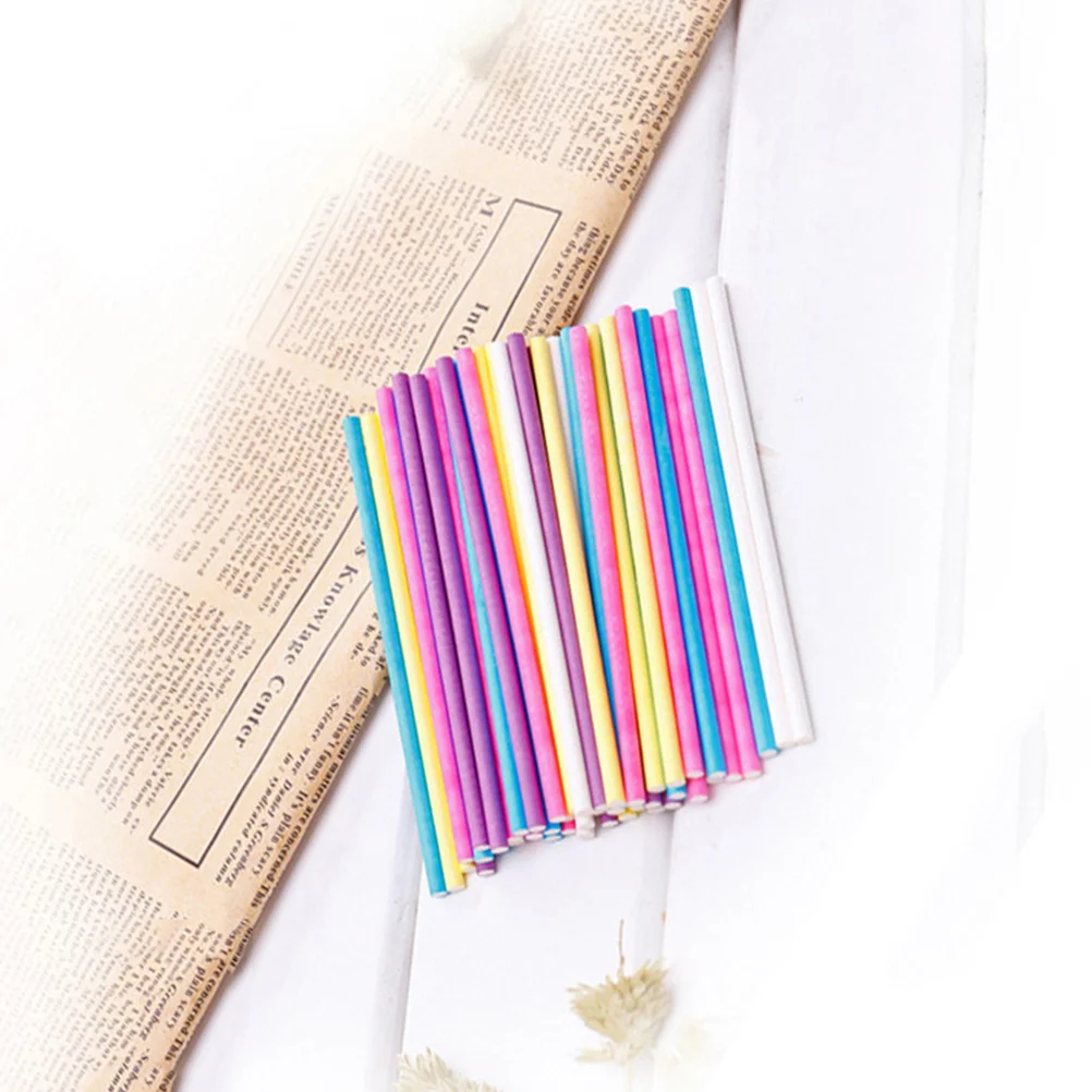 

200Pcs 15Cm Colorful Paper Lollipop Sticks Strong Craft Sticks for DIY Cotton Candy Party Treats Marshmallow Decor