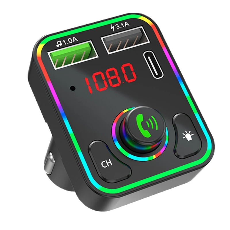 

BNVN-Bluetooth 5.0 FM Transmitter Car Receiver Hands-Free Mobile Phone Navigation Call Dual USB Fast Charging