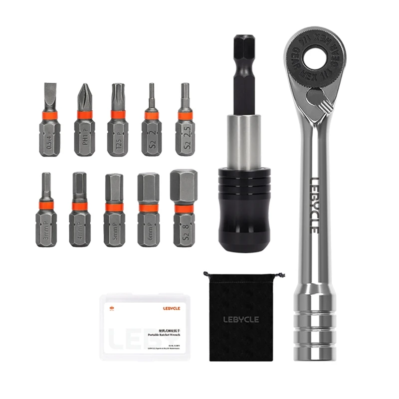 

LEBYCLE двусторонний портативный ключ с трещоткой, высокое качество, 60-зубчатый ключ с трещоткой, динамометрическая отвертка, портативные инструменты для ремонта велосипеда