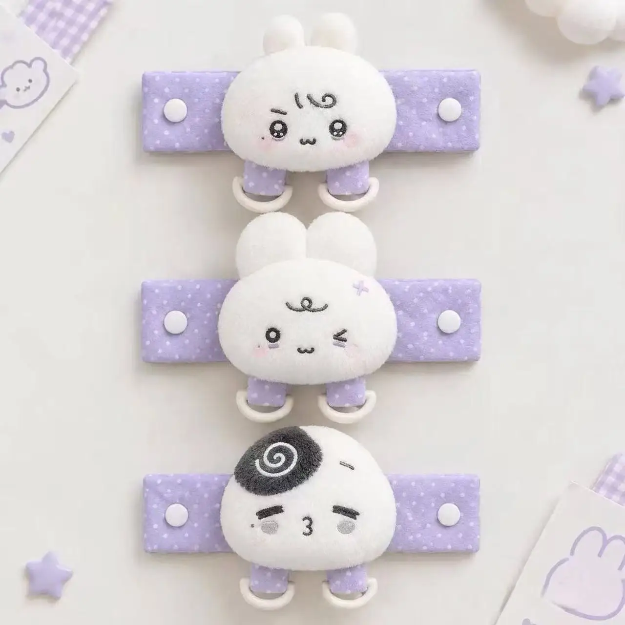 Japanese Cute Girl Heart Plush Purple Rabbit Button Expansion Bag Cute Bag Pendant Doll Pendant Gift Birthday Gift for Friends
