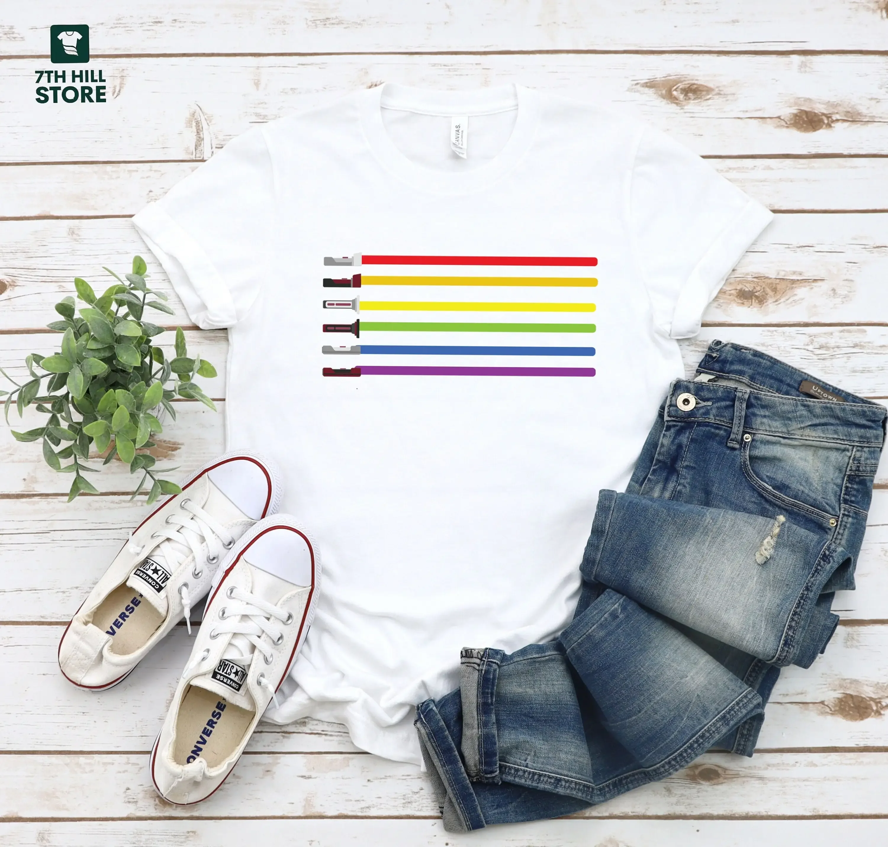 Pride Lightsabers T Shirt Flag Lightsaber Lesbian Gay LgbT