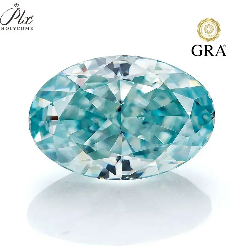 

Aqua Blue Color Loose Moissanite Stones Oval Cutting Gemstone Diamond VVS Clarity for Engagement Jewelry Ring Making Diy Jewelry