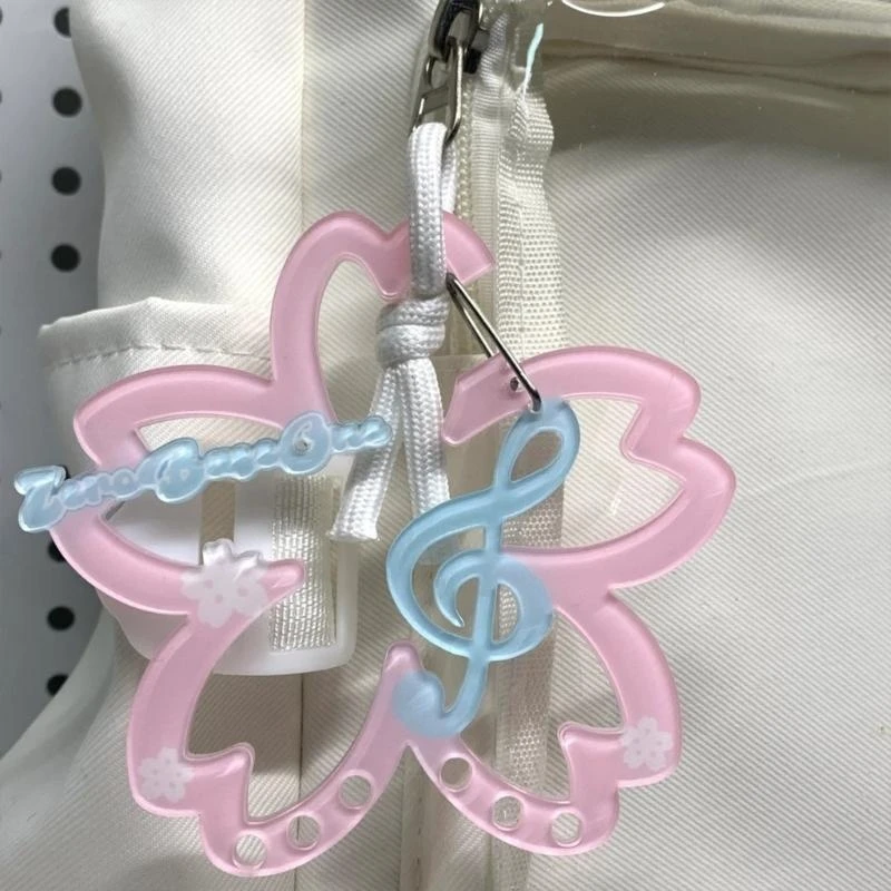 Kirschblüten-Blume, Musiknote, Schlüsselanhänger, Musiksymbol, Schlüsselanhänger für Damen und Herren, Handtasche, Rucksack, Anhänger, Geschenke
