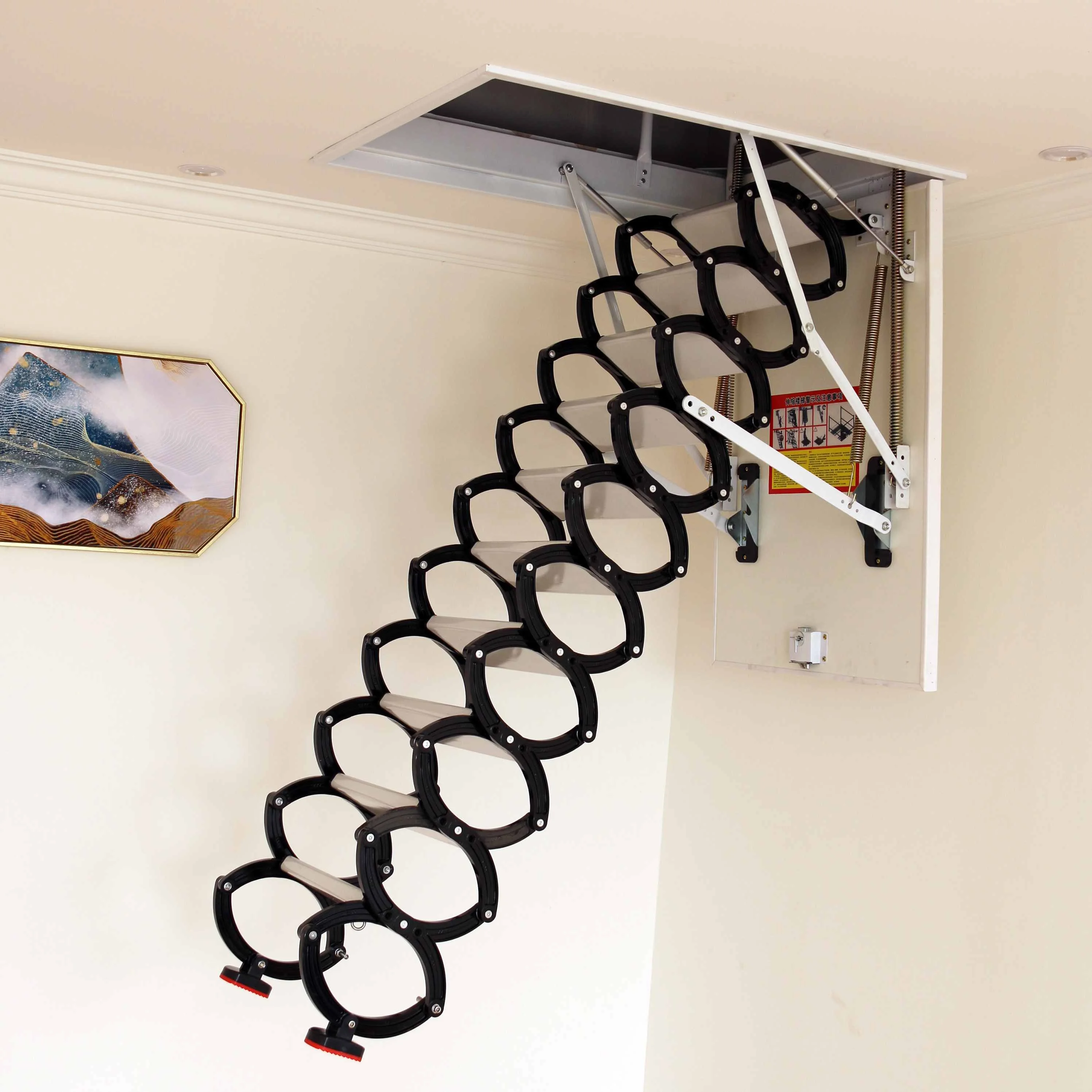 Loft Extension Scissor Ladder Attic Hidden Aluminum Alloy Telescopic Stairs Pull Down Single Step Ladder