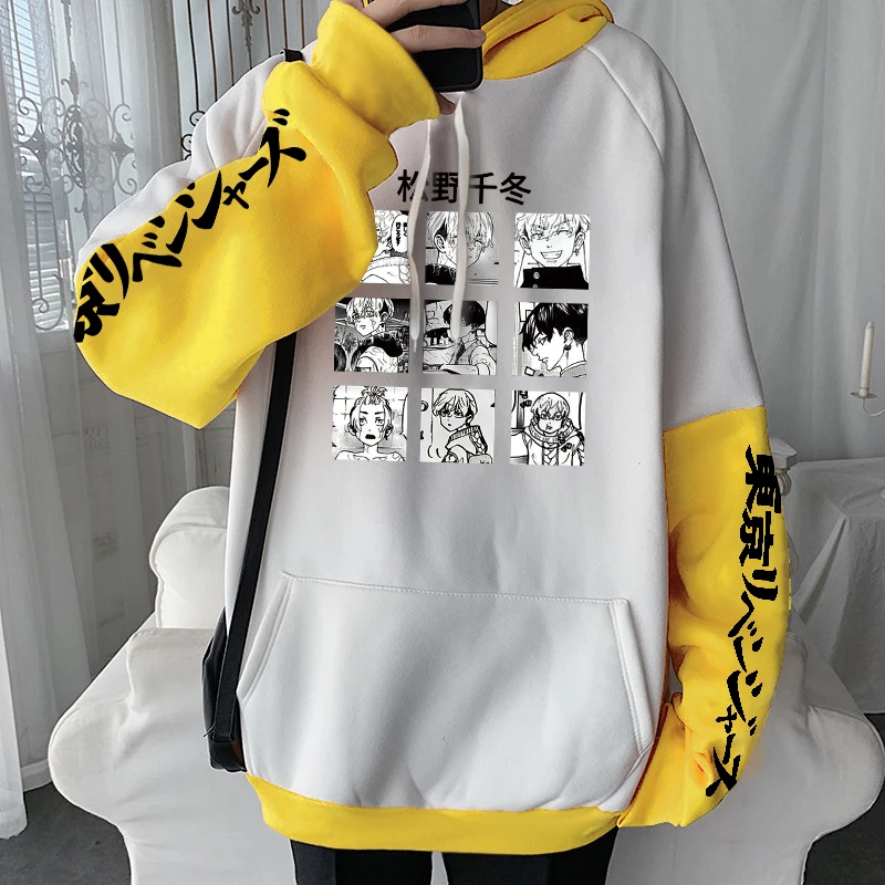 Fashion Anime Tokyo Revengers Chifuyu Matsuno Men Women‘s Hoodies Harajuku Cartoon Winter Casua Loose Fake Two Pieces Sweatshirt