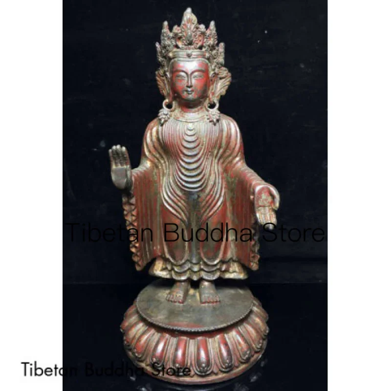 Folk Collect China Tibet Bronze Buddhist Kwan-yin Guanyin Buddha Goddess Statue