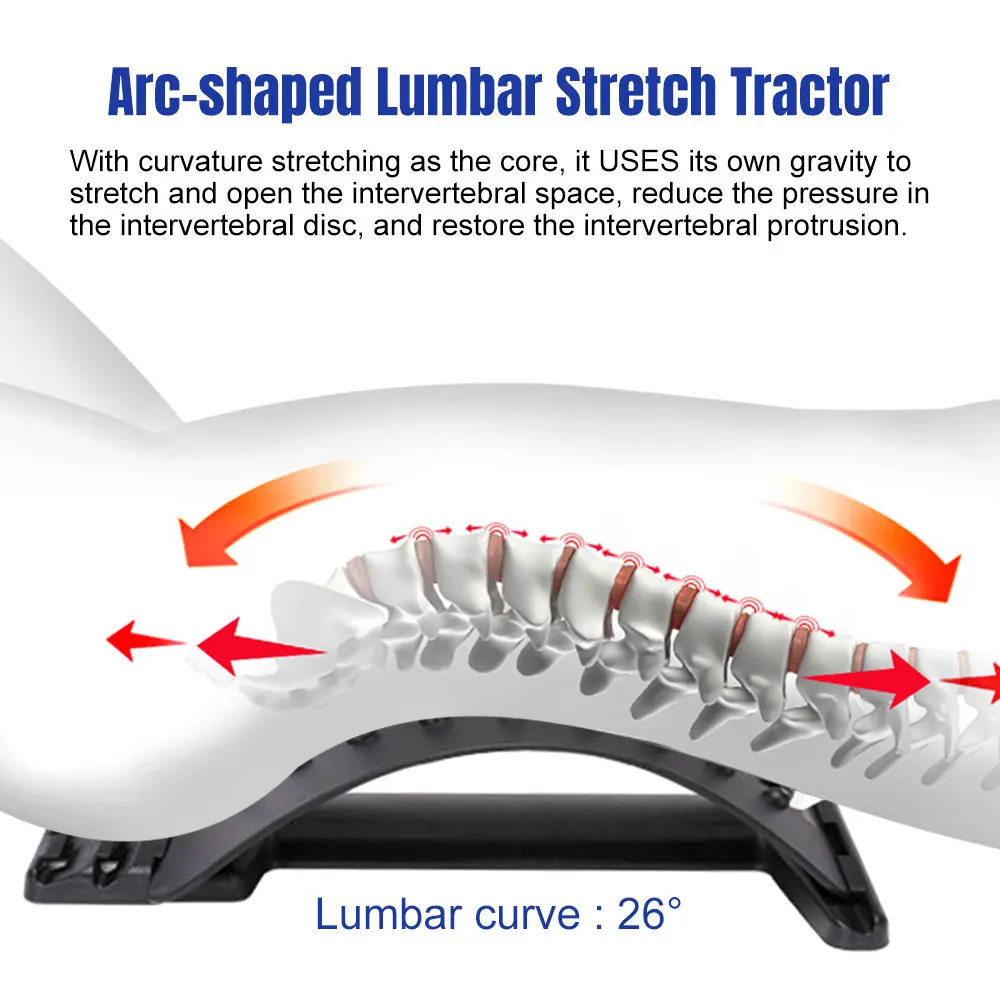 Back Stretcher Massager Multi-Level Adjustable Massager Waist Neck Fitness Lumbar Cervical Spine Support Pain Relief Fitness