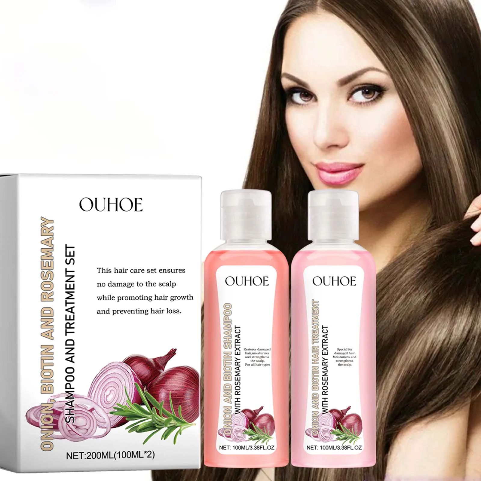 Szampon cebulowo-biotynowy i rozmarynowy oraz zestaw do leczenia dla wszystkich typów włosów odżywiają korzeń włosa skóry głowy grube włosy połysku grube włosy
