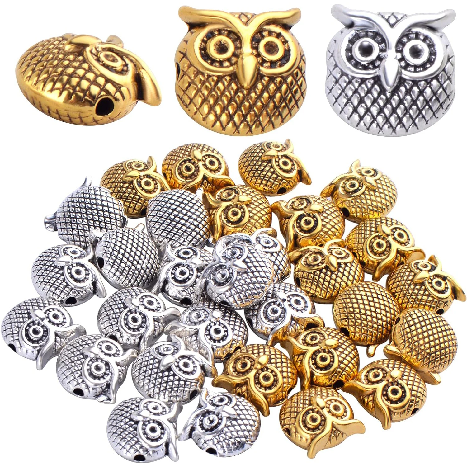 

30 шт. бусин-разделителей в форме совы, бусины-разделители из сплава в виде животных, бусины-разделители в виде головы совы, свободные бусины-разделители для изготовления браслетов, ожерелий и ювелирных изделий своими руками