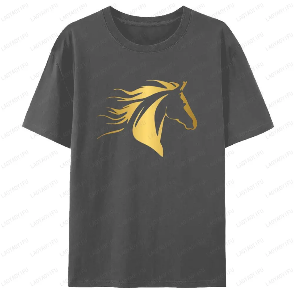 Zodiac Year of The Fire Horse 2026 Classic Tshirt  Simple Print Graphic T Shirts Animal Lover Gift Men Woman Clothing Funny Tops